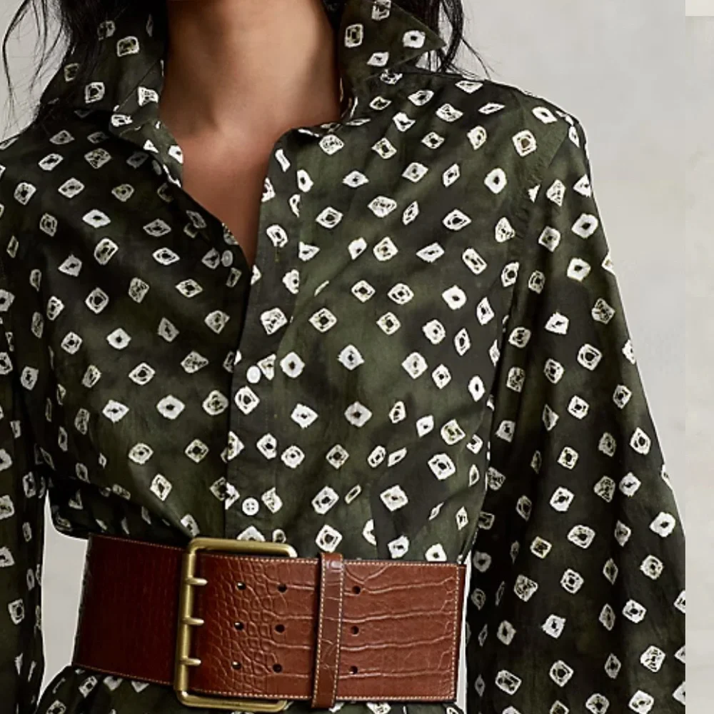 Polo Ralph Lauren Block-Print Tie-Cuff Cotton Shirtdress - Picture 4 of 10